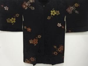 大正ロマン　漆　花模様織出し　一ツ紋羽織